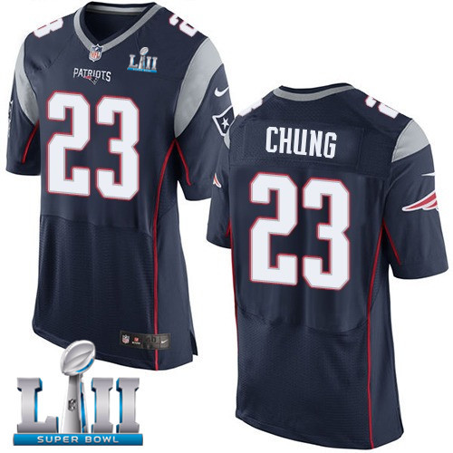Nike Patriots 23 Patrick Chung Navy 2018 Super Bowl LII Elite Jersey