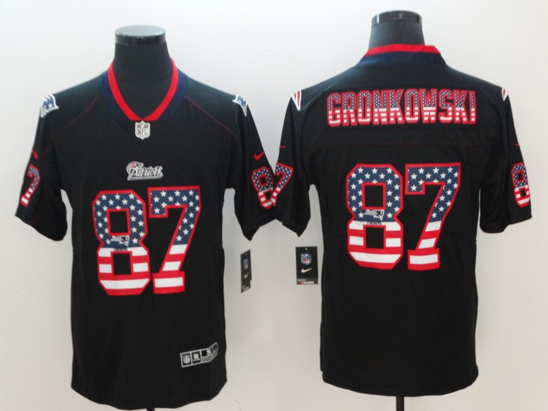 Nike Patriots 87 Rob Gronkowski Black USA Flag Fashion Color Rush Limited Jersey
