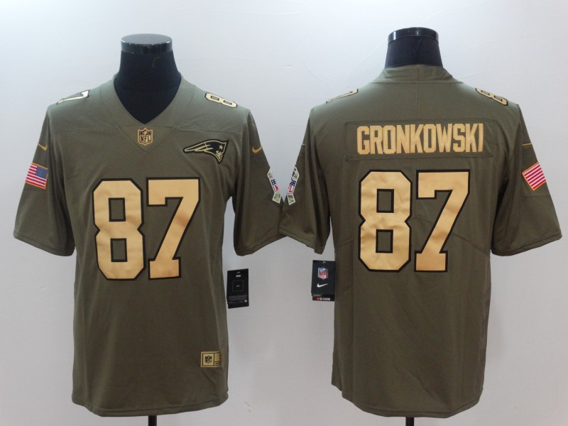 Nike Patriots 87 Rob Gronkowski Olive Gold Salute To Service Limited Jersey