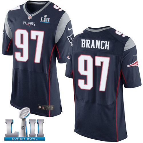 Nike Patriots 97 Alan Branch Navy 2018 Super Bowl LII Elite Jersey