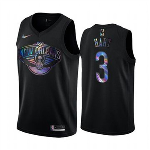 Nike Pelicans #3 Josh Hart Men's Iridescent Holographic Collection NBA Jersey - Black