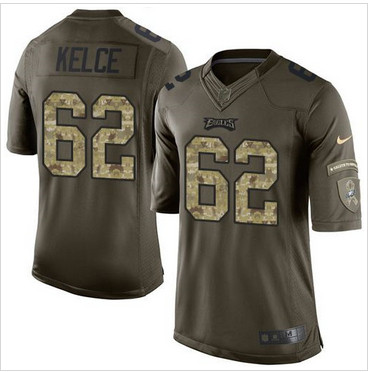 Nike Philadelphia Eagles #62 Jason Kelce Green Men's Stitched NFL Limited Salute to Service Jersey