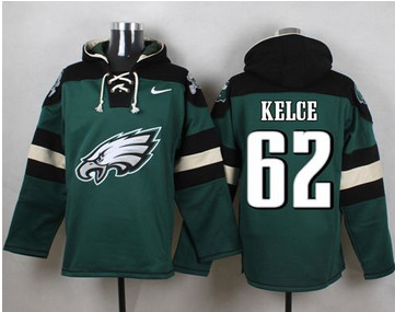 Nike Philadelphia Eagles #62 Jason Kelce Midnight Green Player Pullover NFL Hoodie