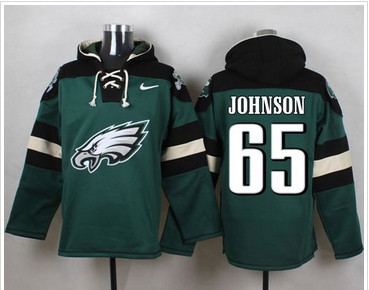 Nike Philadelphia Eagles #65 Lane Johnson Midnight Green Player Pullover NFL Hoodie