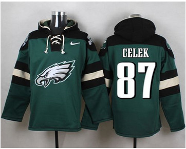 Nike Philadelphia Eagles #87 Brent Celek Midnight Green Player Pullover NFL Hoodie
