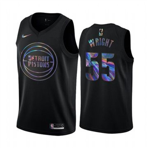 Nike Pistons #55 Delon Wright Men's Iridescent Holographic Collection NBA Jersey - Black