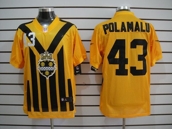 NEW NFL Pittsburgh Steelers #43 Polamalu Yellow NEW 1933s Throwback Jerseys (Elite)