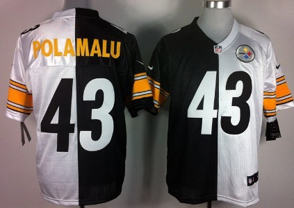 Nike Pittsburgh Steelers #43 Troy Polamalu Black_White Two Tone Elite Jersey 