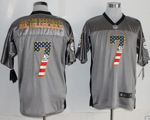 Nike Pittsburgh Steelers #7 Ben Roethlisberger Gray USA Flag Fashion NFL Nike Elite Jersey