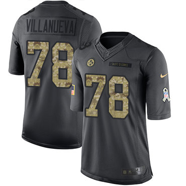 Nike Pittsburgh Steelers #78 Alejandro Villanueva Black Salute to Service Jersey