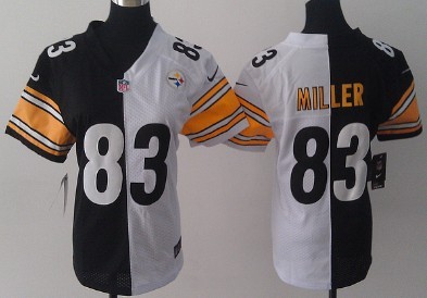 Nike Pittsburgh Steelers #83 Heath Miller Black_White Two Tone Womens Jersey