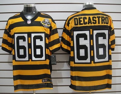 Nike Pittsburgh Steelers #99 Brett Keisel Yellow With Black Throwback 80TH Jersey 