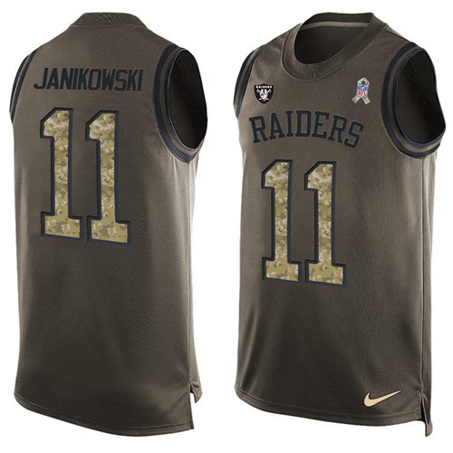 Nike Raiders #11 Sebastian Janikowski Green Men's Stitched NFL Limited Salute To Service Tank Top Jersey