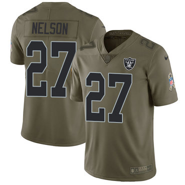 Nike Raiders #27 Reggie Nelson Olive Youth Stitched NFL Limited 2017 Salute to Service Jersey