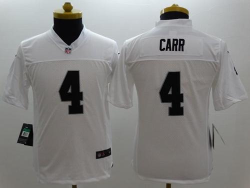 Nike Raiders #4 Derek Carr White Youth Stitched NFL Vapor Untouchable Limited Jersey