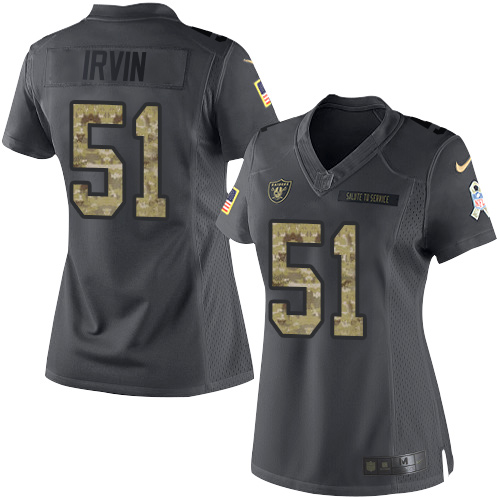 Nike Raiders #51 Bruce Irvin Black Women's Stitched NFL Limited 2016 Salute to Service Jersey