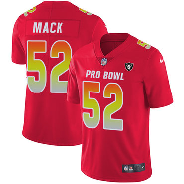 Nike Raiders #52 Khalil Mack Red Women's Stitched NFL Limited AFC 2018 Pro Bowl Jersey