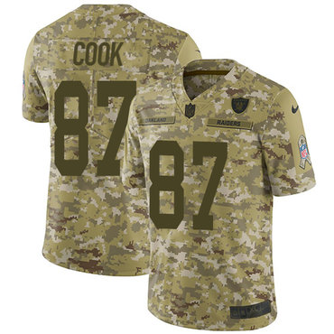 Nike Raiders #87 Jared Cook Camo Youth Stitched NFL Limited 2018 Salute to Service Jersey