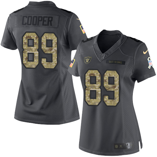 Nike Raiders #89 Amari Cooper Black Women's Stitched NFL Limited 2016 Salute to Service Jersey