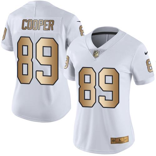 Nike Raiders #89 Amari Cooper White Women's Stitched NFL Limited Gold Rush Jersey