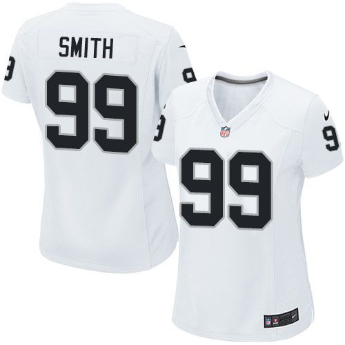 Nike Raiders #99 Aldon Smith White Women's Stitched NFL Elite Jersey