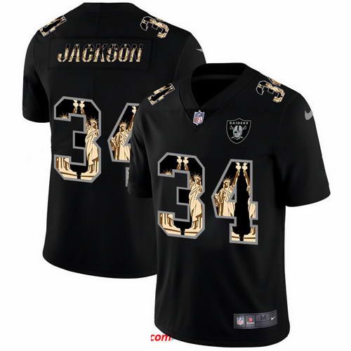 Nike Raiders 34 Bo Jackson Black Statue Of Liberty Limited Jersey