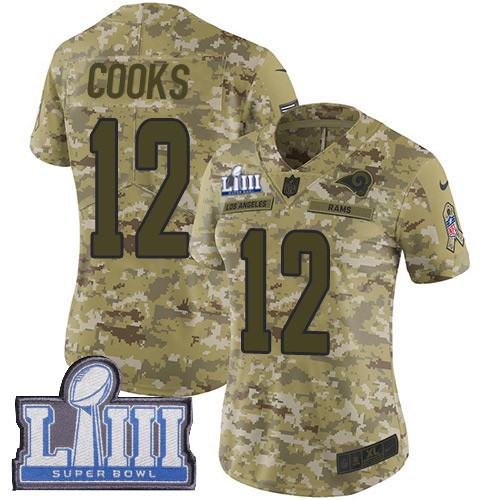 Nike Rams #12 Brandin Cooks Camo Super Bowl LIII Bound Women's Stitched NFL Limited  0