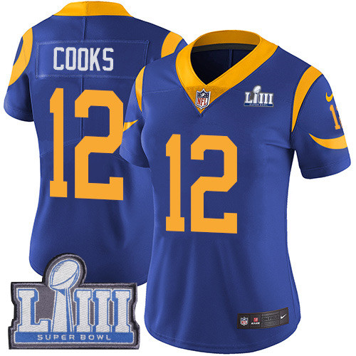 Nike Rams #12 Brandin Cooks Royal Blue Alternate Super Bowl LIII Bound Women's Stitched NFL