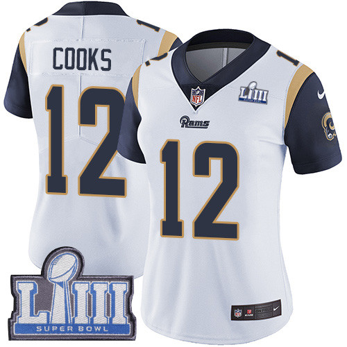Nike Rams #12 Brandin Cooks White Super Bowl LIII Bound Women's Stitched NFL Vapor