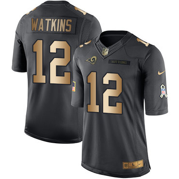 Nike Rams #12 Sammy Watkins Black Youth Stitched NFL Limited Gold Salute to Service Jersey