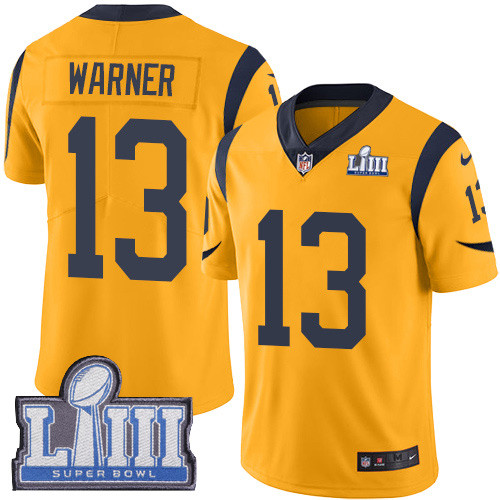 Nike Rams #13 Kurt Warner Gold Super Bowl LIII Bound Youth Stitched NFL Limited Rush