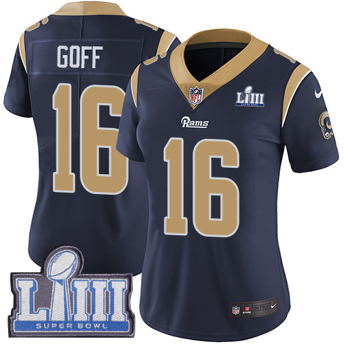 Nike Rams #16 Jared Goff Navy Blue Team Color Super Bowl LIII Bound Women's Stitched NFL