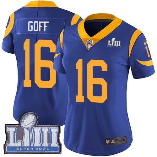 Nike Rams #16 Jared Goff Royal Blue Alternate Super Bowl LIII Bound Women's Stitched NFL