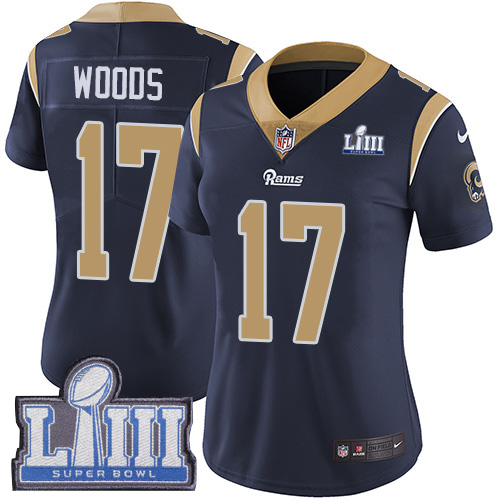 Nike Rams #17 Robert Woods Navy Blue Team Color Super Bowl LIII Bound Women's