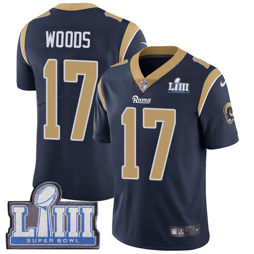 Nike Rams #17 Robert Woods Navy Blue Team Color Super Bowl LIII Bound Youth Stitched