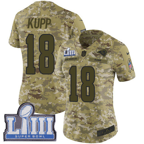 Nike Rams #18 Cooper Kupp Camo Super Bowl LIII Bound Women's Stitched NFL Limited  0