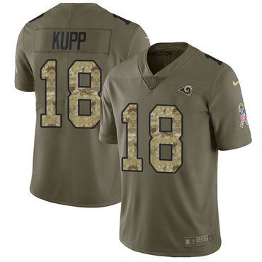 Nike Rams #18 Cooper Kupp Olive Camo Youth Stitched NFL Limited 2017 Salute to Service Jersey