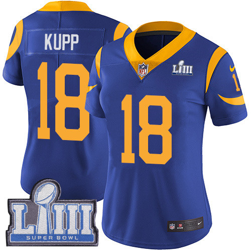 Nike Rams #18 Cooper Kupp Royal Blue Alternate Super Bowl LIII Bound Women's Stitched NFL