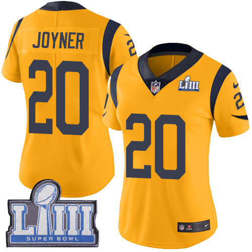 Nike Rams #20 Lamarcus Joyner Gold Super Bowl LIII Bound Women's Stitched NFL Limited