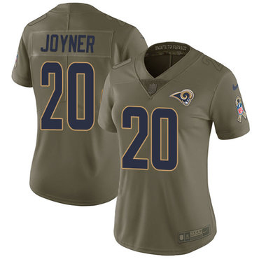 Nike Rams #20 Lamarcus Joyner Olive Women's Stitched NFL Limited 2017 Salute to Service Jersey
