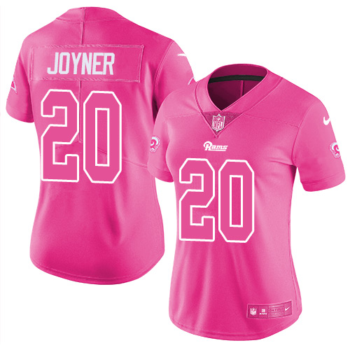 Nike Rams #20 Lamarcus Joyner Pink Women's Stitched NFL Limited Rush Fashion Jersey