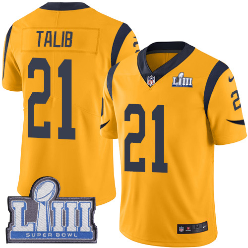 Nike Rams #21 Aqib Talib Gold Super Bowl LIII Bound Youth Stitched NFL Limited Rush