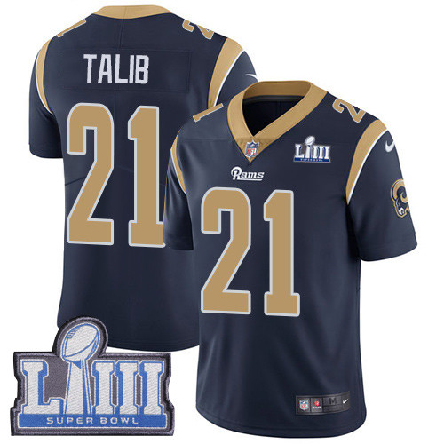 Nike Rams #21 Aqib Talib Navy Blue Team Color Super Bowl LIII Bound Youth Stitched NFL Vapor