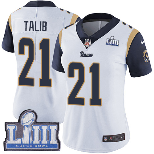 Nike Rams #21 Aqib Talib White Super Bowl LIII Bound Women's Stitched NFL Vapor Untouchable
