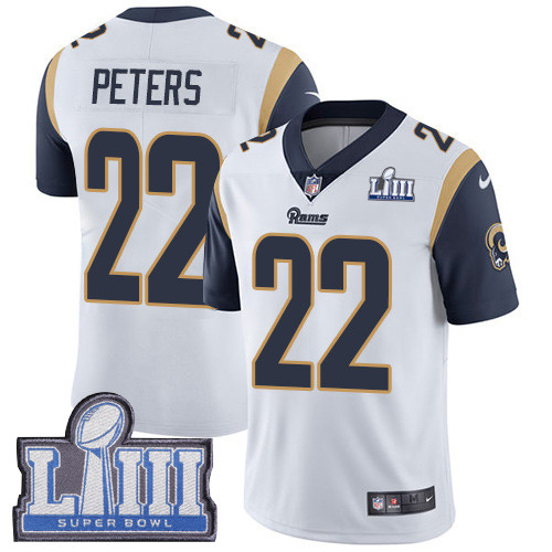 Nike Rams #22 Marcus Peters White Super Bowl LIII Bound Youth Stitched NFL Vapor