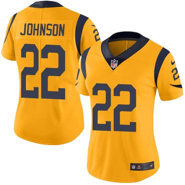 Nike Rams #22 Trumaine Johnson Gold Women's Stitched NFL Limited Rush Jersey