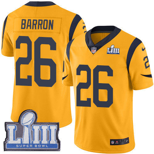 Nike Rams #26 Mark Barron Gold Super Bowl LIII Bound Men's Stitched NFL Limited Rush Jersey