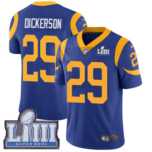 Nike Rams #29 Eric Dickerson Royal Blue Alternate Super Bowl LIII Bound Youth Stitched NFL