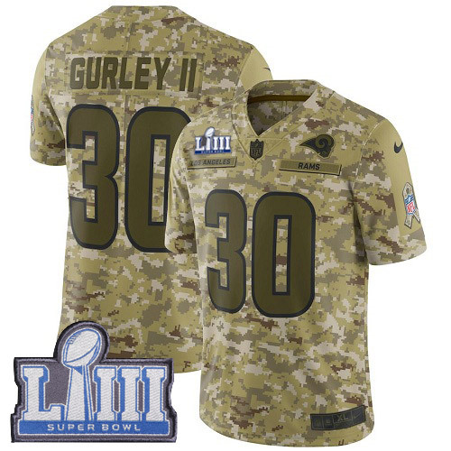 Nike Rams #30 Todd Gurley II Camo Super Bowl LIII Bound Youth Stitched NFL Limited 2018