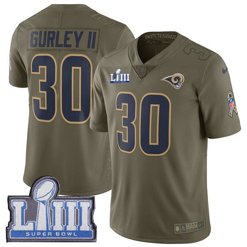 Nike Rams #30 Todd Gurley II Olive Super Bowl LIII Bound Youth Stitched NFL Limited 2017